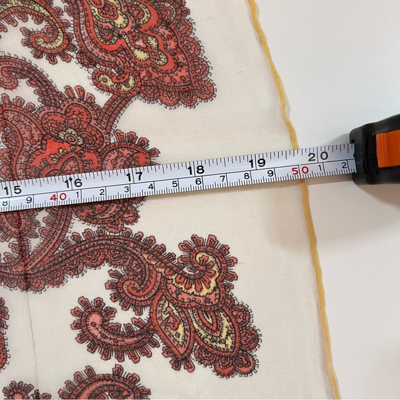 Vintage 1970’s Burnt Orange Rust Paisley floral fairycore semi sheer neck scarf - Picture 13 of 14